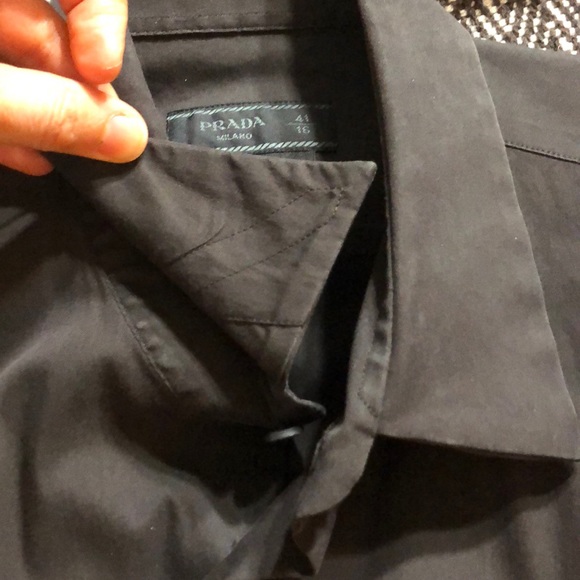 Prada Brown Men’s Stretch Poplin Size 16 neck/41 - Picture 7 of 7